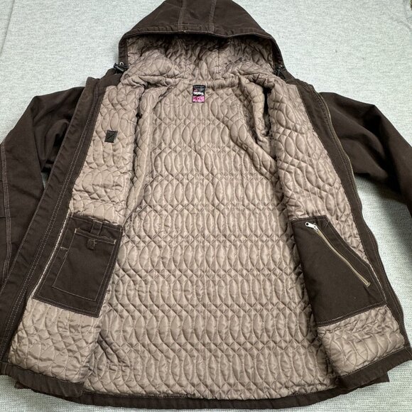 Berne Coat Womens Brown Quilted Lining Jacket Inner Pockets Hooded Full Zip 2XL - Picture 5 of 16